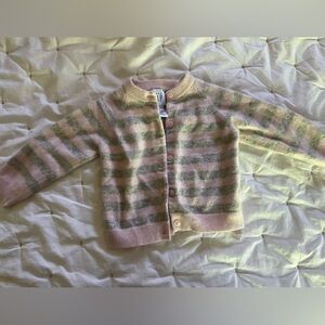 Gap Baby cashmere cardigan, gray & pink stripe